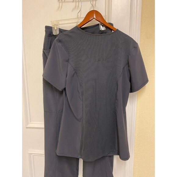 Cherokee Infinity Charcoal Grey Scrub Uniform Set Size Large Top & Medium Petite - Picture 4 of 10
